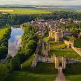 A view over Warkworth Castle and the surrounding village which has topped the list of British villages which have risen in value for 20 years straight.