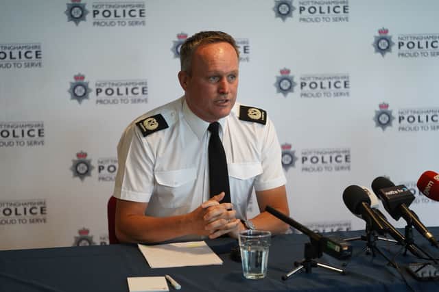 Assistant Chief Constable Rob Griffin gives a press conference at Nottinghamshire Police HQ over the discovery.