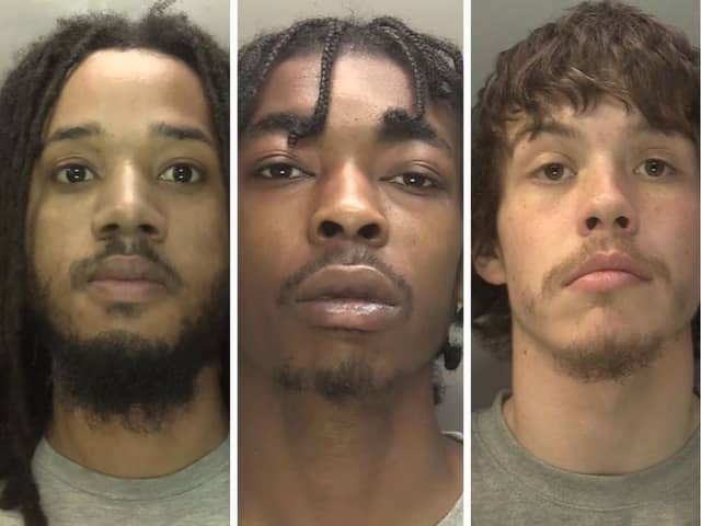 Martinho De Sousa (L), Tireq McIntosh (C), Kian Durnin (R) have been jailed for a total of 69 years for shooting children in a Wolverhampton playground. Picture: West Midlands Police