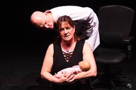 Elli Mackenzie and Andy Barrow in Motherhood, touring to Crich's Glebe Community Centre on November 11 and to Derby's Chapel Street Arts Centre on  November 14, 2026.