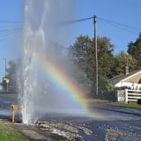 Video shows as water leak fountain shoots into air at busy Chesterfield road