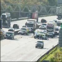 Air ambulance deployed to scene of crash between van and car along M1 in Derbyshire - with drivers facing major delays