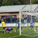 Jed Abbey scores the first goal for Matlock Town against Liversedge
