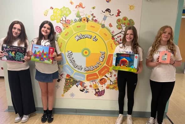 Orla Smith, Harriet Hart, Lola Flowers and Soraya Churm, all aged 13, have raised over £1,000 for the Nightingale paediatric inpatient ward at the hospital.
