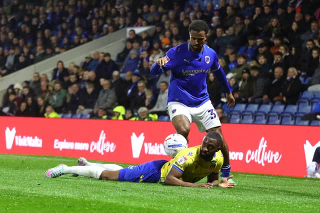 Josh Koroma on the ball in the 1-1 draw with Colchester United