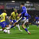Louie Marsh in the thick of it against Colchester United