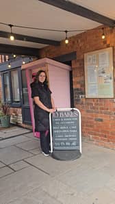 Jade Walton, owner of JD Bakes, outside her cake shed on Eldon Street, Clay Cross.