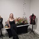 Katie Haslam with her designs for the final of UK Florist of the Year. 