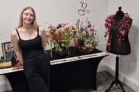 Katie Haslam with her designs for the final of UK Florist of the Year. 