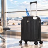 The ATX Luggage 21-inch hard-shell cabin suitcase has a 33-litre capacity, four dual spinner wheels and a built-in three-digit lock.