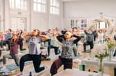 Supporters of  the fundraiser for The TATA Foundation took part in yoga and Pilates in Hasland Village Hall.