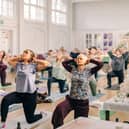 Supporters of  the fundraiser for The TATA Foundation took part in yoga and Pilates in Hasland Village Hall.