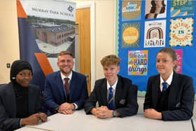 From left to right - Pupil Aleeyah Adeboye, acting head teacher George Hagen, head boy Billy Rose and head girl Darcie Wileman. 