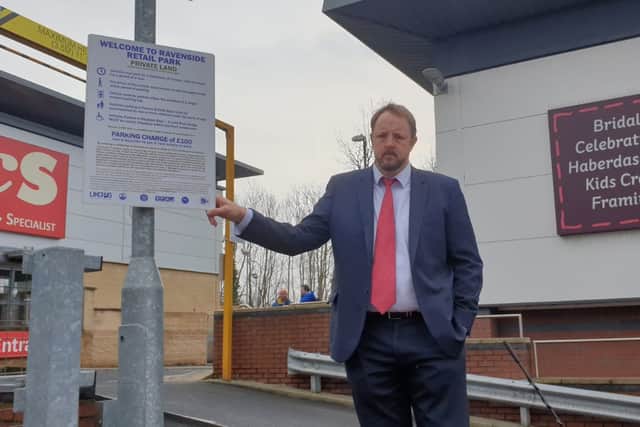Toby at Ravenside Retail park car park in 2020 following complaints from constituents about unfair tickets being issued