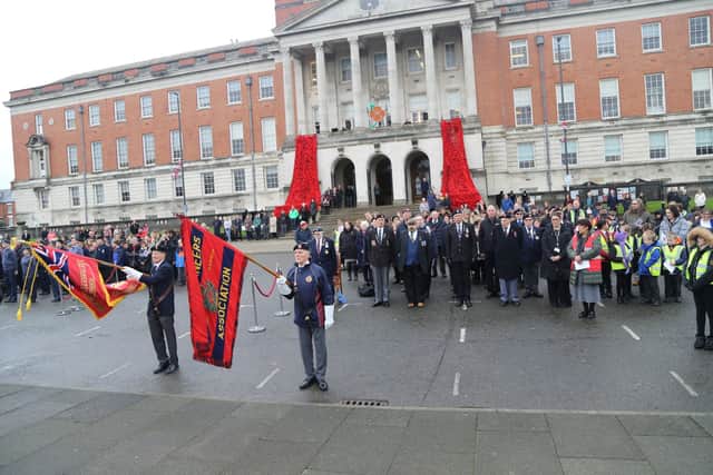 Armistice Day in 2025 outside Chesterfield Town Hall