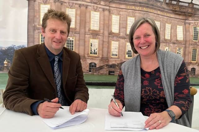 The University of Derby’s Chancellor and Chair of the Devonshire Group, Lord William Burlington is pictured with Susan Ambler, Chief Financial and Infrastructure Officer at the University of Derby.