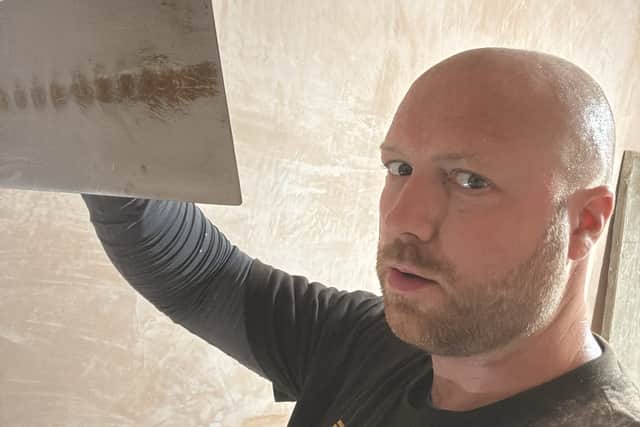 Swapping guitar strings for plastering trowels: Chesterfield businessman Marv White putting his plastering skills to work after leaving behind a 12-year career as a professional musician. His new trade eventually led to the launch of his own business, 