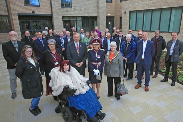Elizabeth Fothergill, CBE, Lord-Lieutenant of Derbyshire, is pictured with the Mayor of Belper Katie Harris and other invited guests at the official opening of Babington Health Centre, Belper. They were welcomed by Julie Houlder and Jim Austin.