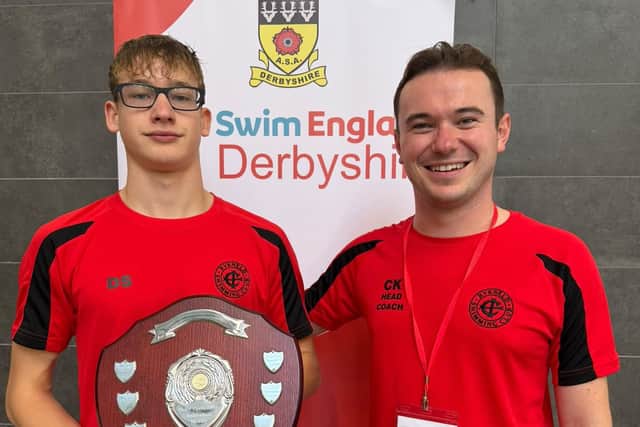 Head Coach Carl Kirsopp and Derbyshires 100m IM Open Champion David Smurawa