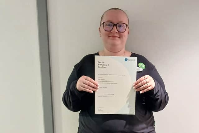 Gaby Palmer with her certificate