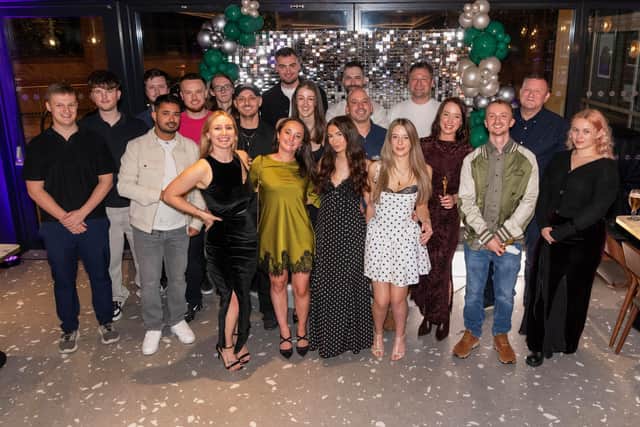 The team at PKF Infuse celebrating the company's 25th anniversary at The Engine Room in Derby.