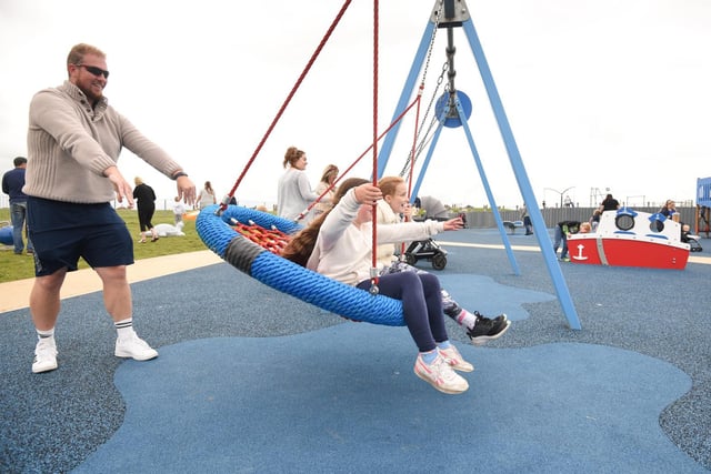 The swings on the new pirate and sea-themed play area were a big hit with visiting youngsters.
