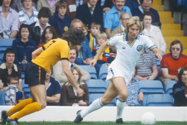 Is this kit from the 1978/79 season up there with your favourites? Pictured is Tony Currie in action against Wolves.