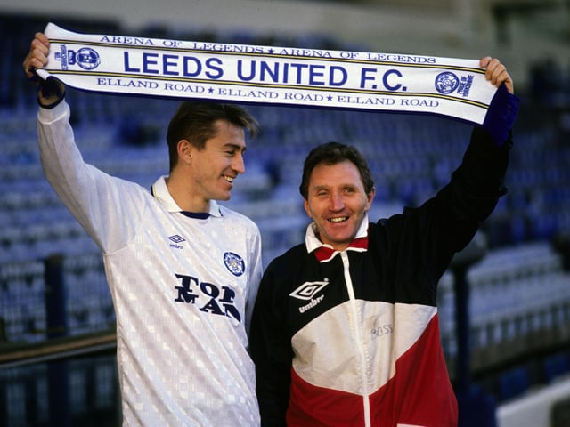 Lee Chapman and Howard Wilkinson when she signed from Nottingham Forest in January 1990.
