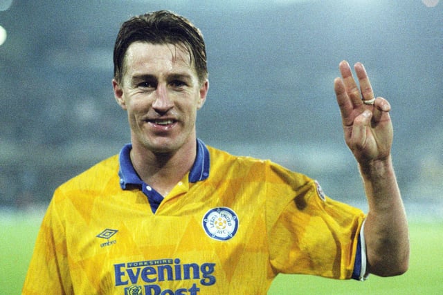 Lee Chapman poses for the camera after scoring a hat-trick against Sheffield Wednesday in a 6-1 win at Hillsborough.
