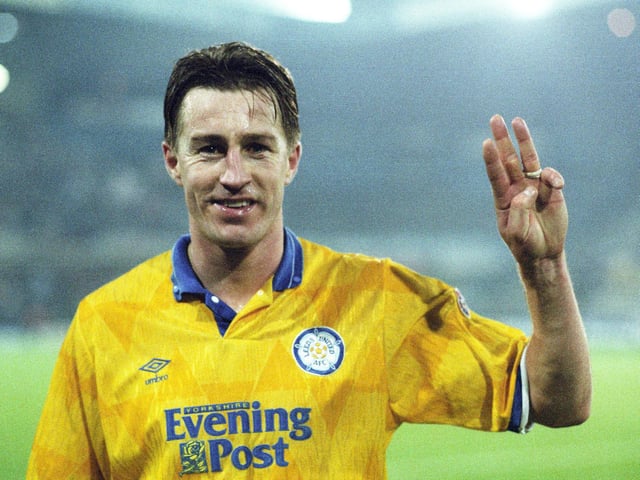Lee Chapman poses for the camera after scoring a hat-trick against Sheffield Wednesday in a 6-1 win at Hillsborough.