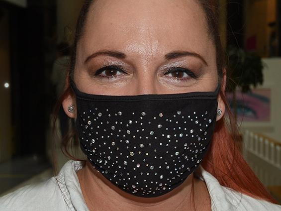 Corinne Connor sparkling in her mask