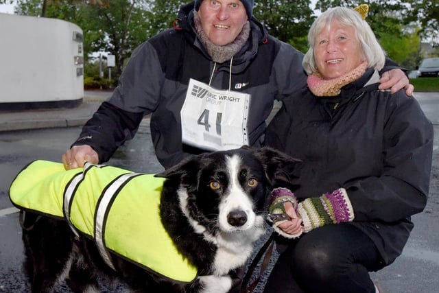 John and Susan Ashurst and Floss the dog, take part in 2019