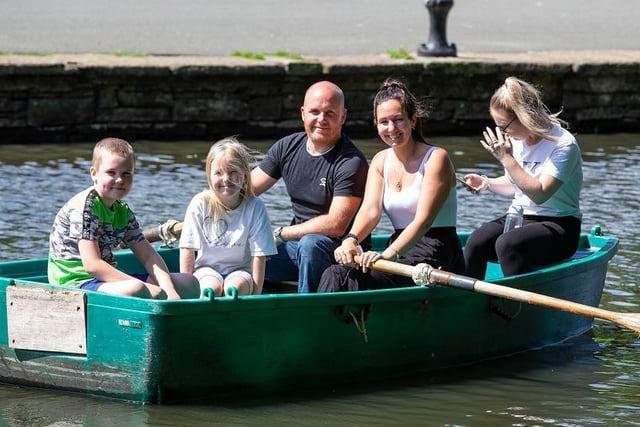 The Jacksons out on the lake, for a sunny day out at Shibden Park Estate, Halifax