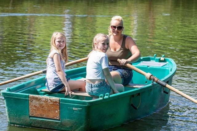 The Laceys out on the lake, for a sunny day out at Shibden Park Estate, Halifax