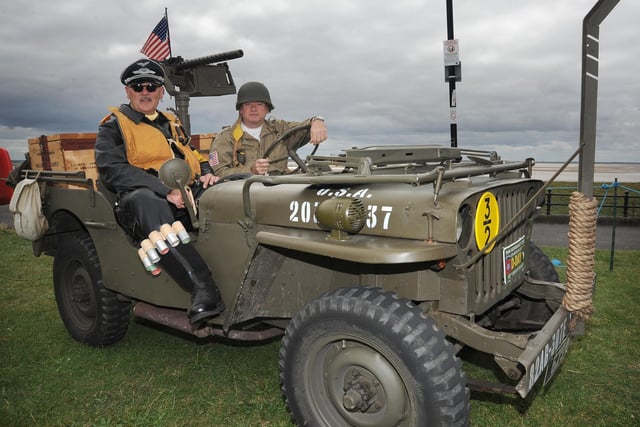 Glyn Derbyshire (left) and Simon Gardiner in a Willys Jeep
