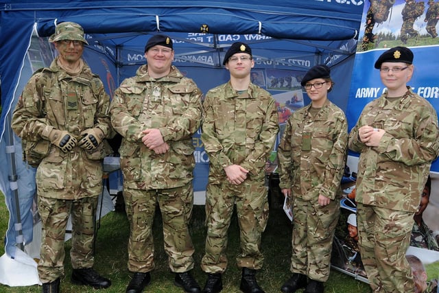Promoting Lancashire's Army Cadets are L-R Jack Twiss, Steve Greenwood, Stephen Draycott, Bethany Unsworth and Leah Slater