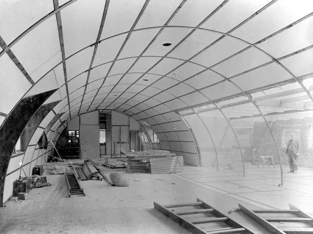 Interior of the British Restaurant on Kirkstall Road. Taken during construction