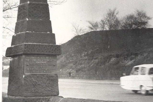 Put up in 1829, this standing stone records that London and Edinburgh are both 200 miles from Leeds. It stood at the old entrance to the demolished Kirkstall Forge and is mostly unregarded.