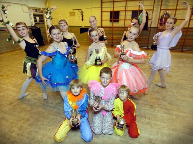 Yorkshire Coast School of Ballet winners. Back from left: Emily Hampton, Ashleigh Thorpe, Hanna Tweddle, Nicole Wood, Angel Turner; Middle from left: Charlotte Deller, Eleanor Bambridge, Alicia Halliday; Front from left: Jonathan Loades, Nicholas Deller, Oliver Loades.