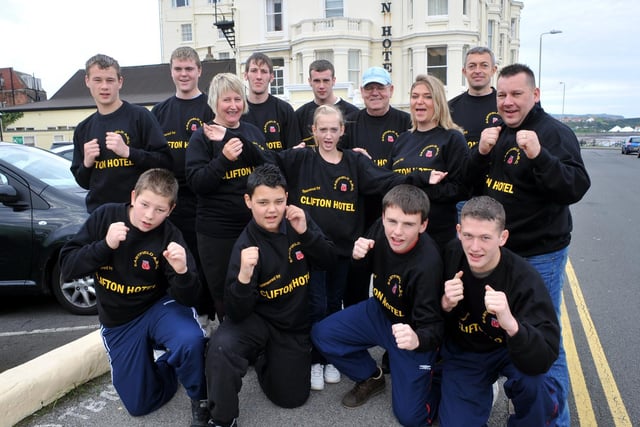 Eastfield Boxing Club get new sweatshirts sponsored by the Clifton Hotel, on Queens Parade.