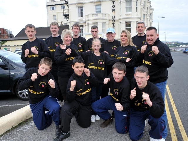 Eastfield Boxing Club get new sweatshirts sponsored by the Clifton Hotel, on Queens Parade.
