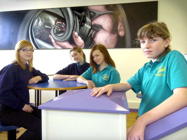 Pictured in the new students' reception area at Raincliffe School are (from left) Rebecca Breary, Laura Flinton, Learna Slade and Skigh Beedham.