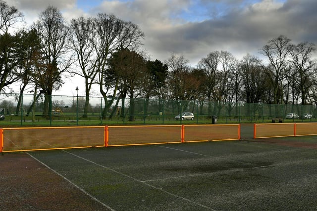 Dogs can't go on multi-use game areas and ball courts