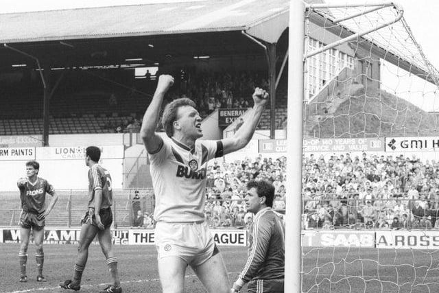 Brendan Ormsby celebrates scoring as the Whites push for promotion cotinued with a 3-2 win against Ipswich Town at Elland Road.