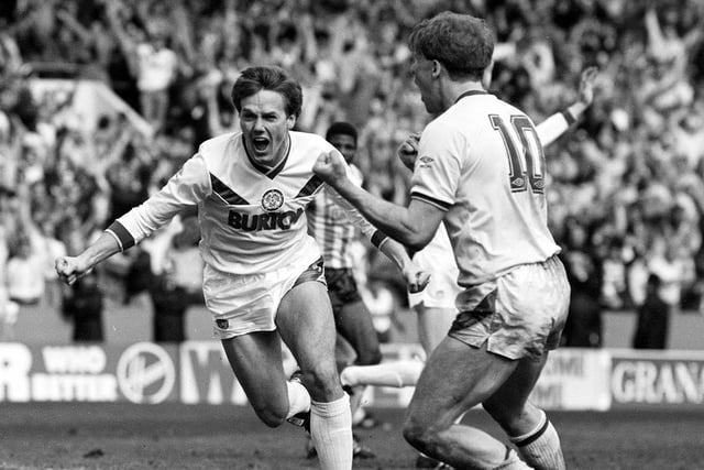 Keith Edwards celebrates scoring against the Sky Blues in the FA Cup semi final at Hillsbrough
