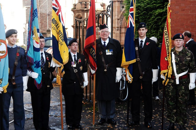 Standard bearers take part in the Remembrance Day service in Spa Gardens in Ripon in 2008.