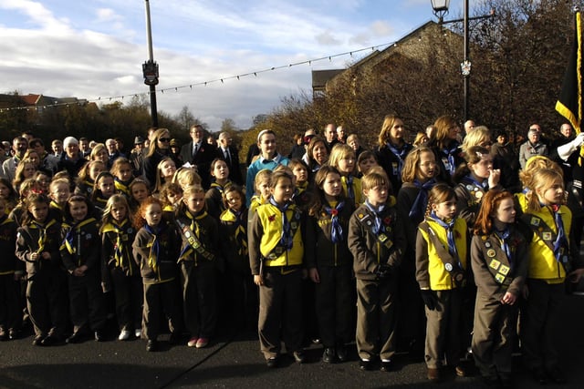 Wetherby Brownies observe the two minute silence during the Remembrance Day Service in 2007.