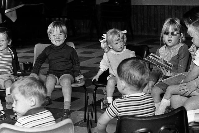 An early years children's playgroup at Comet Youth Club, Poolstock, in 1972