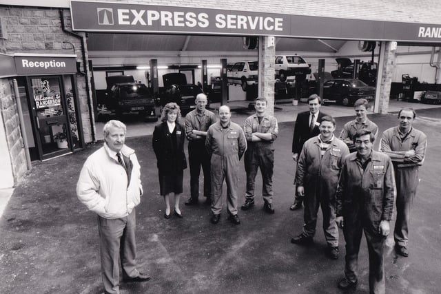 Did you buy a car from Peugeot main dealer Randerson of Horsforth? Work was completed on a £300,000 alternation and improvement scheme at the dealership in January 1992. Pictured is Bob Randerson with his service staff.