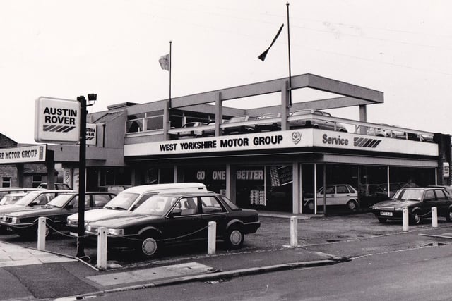 The forecourst at the West Yorkshire Motor Group on Leeds and Bradford Road in Stanningley pictured in April 1986.
